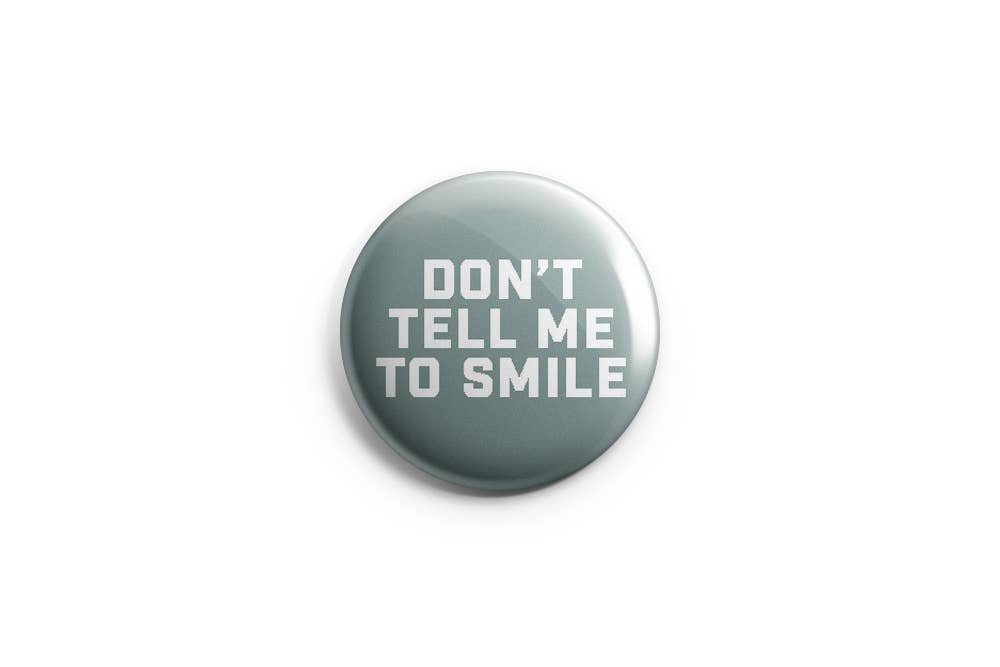 Prickly Cactus Collage - Don't Tell Me To Smile Pinback Button/ Badge - Agricola Street Books
