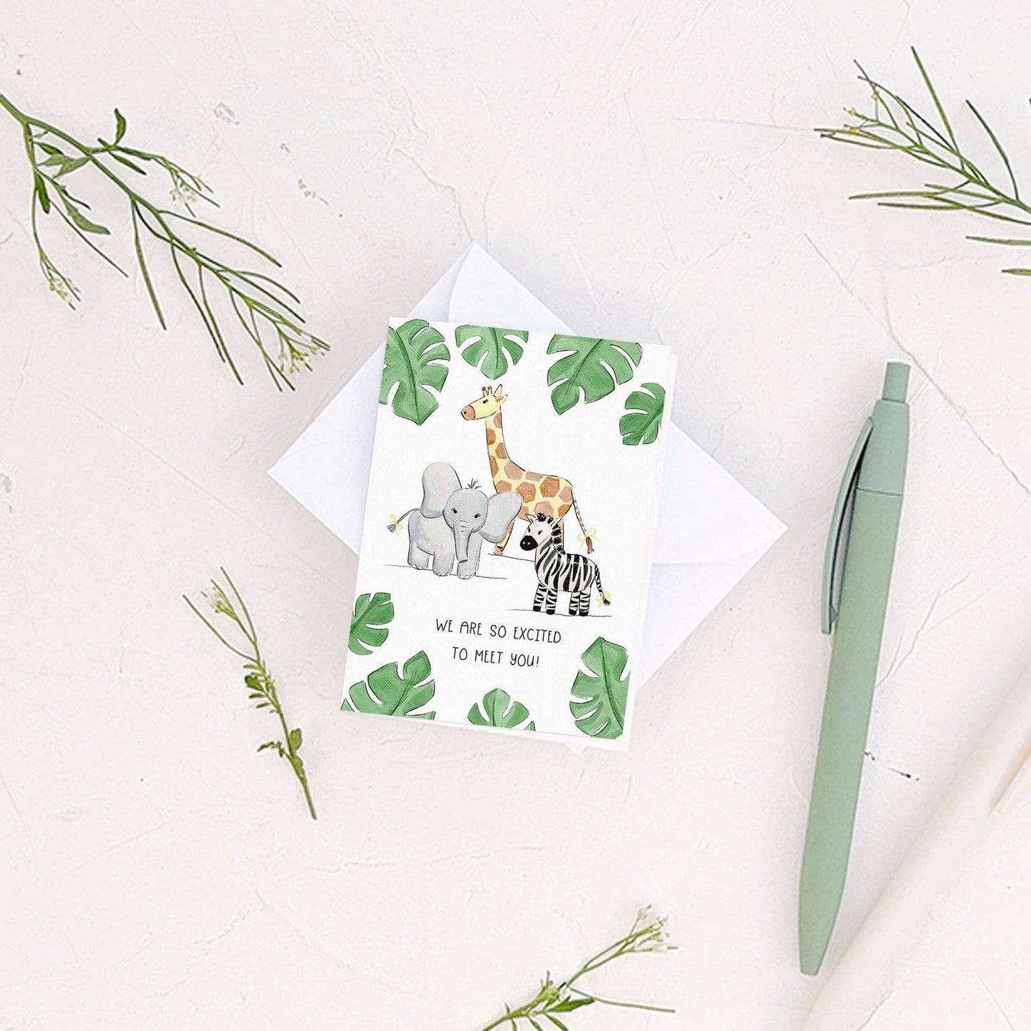 Almeida Illustrations - Mini Card - Excited to meet you! New Baby Greeting Card - Agricola Street Books