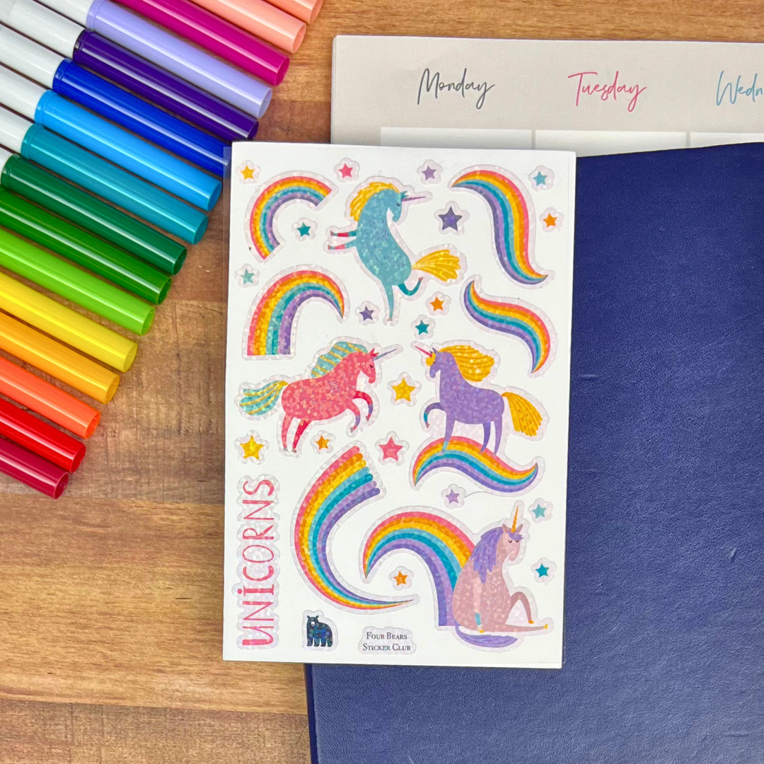 Four Bears Sticker Club - Rainbow Unicorns