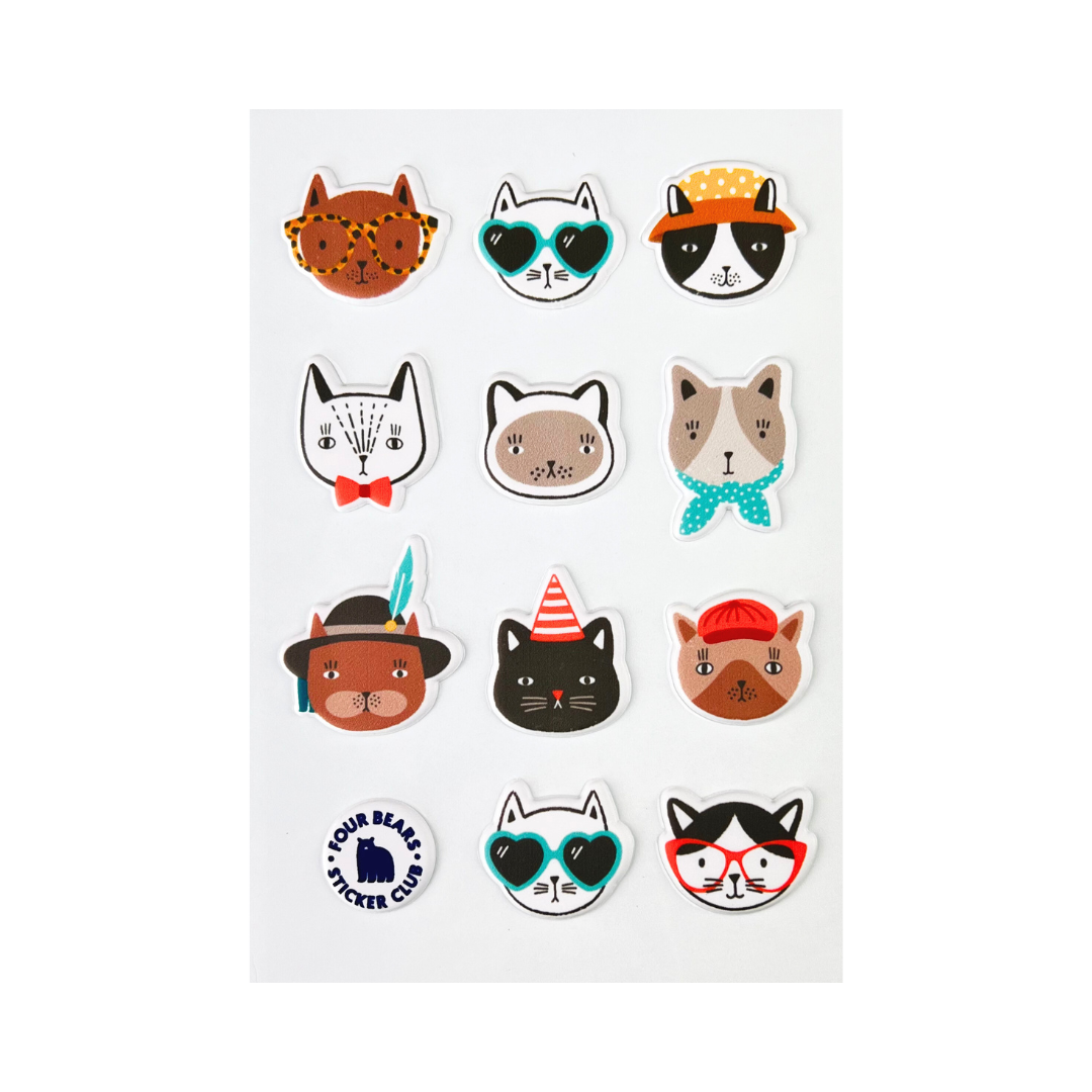 Four Bears Sticker Club - Purr-fect Puffies - Agricola Street Books
