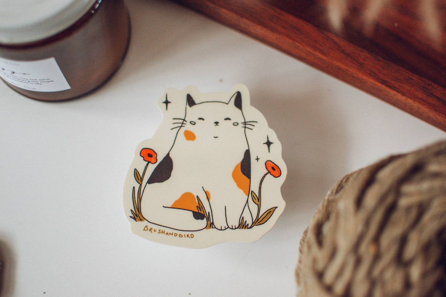 Brush & Bird - Grumpy Cat Sticker | Cute Animal, Laptop Vinyl Sticker - Agricola Street Books