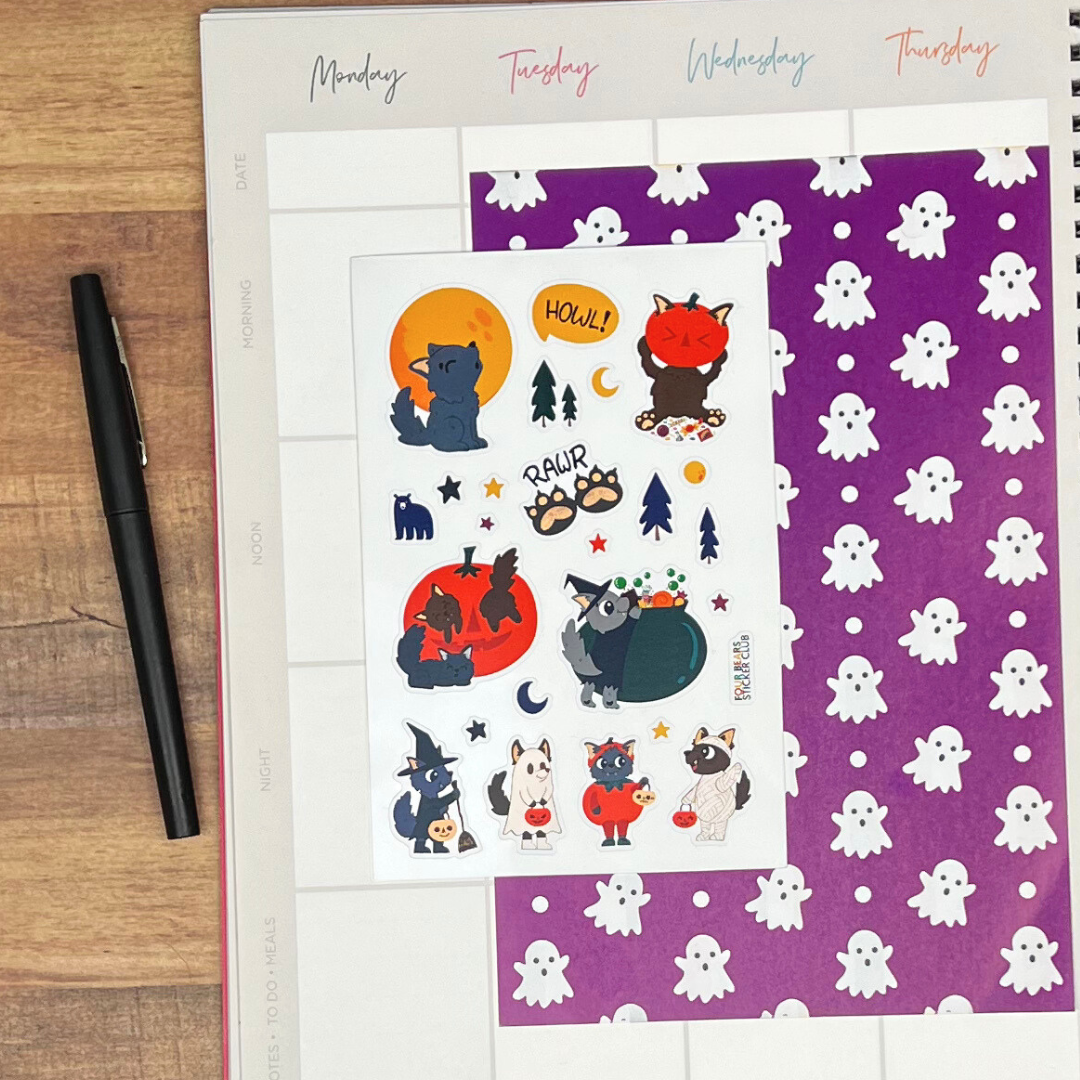 Four Bears Sticker Club - Howlin' Halloween Pups