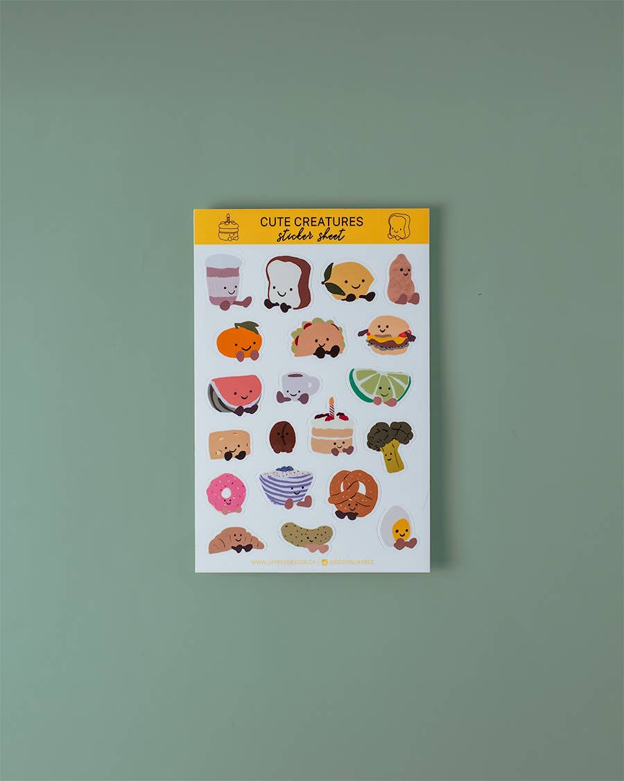 Jaybee Design - Cute Creatures Sticker Sheet - Agricola Street Books