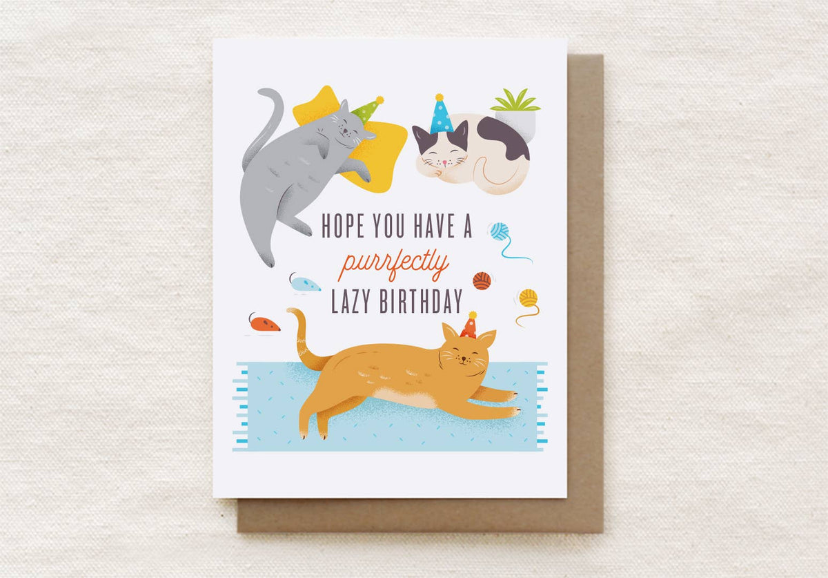 Quirky Paper Co. - Purrfectly Lazy Birthday - Cats Birthday Card