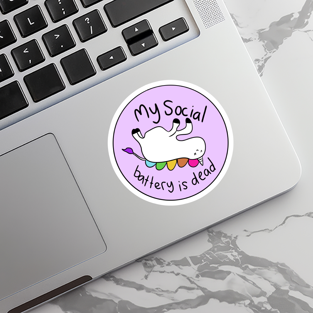 Rebel and Siren Stickers - Social Battery Dead | Sarcastic | Waterproof Sticker | 2.5