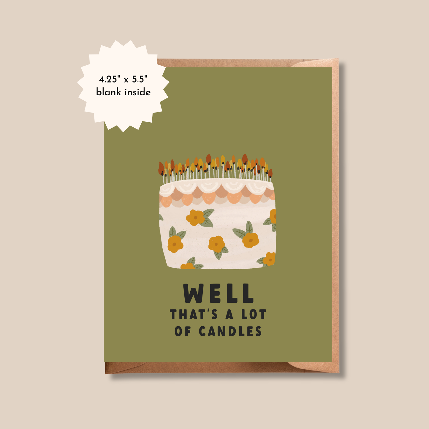 Brush + Bird Paper Co. - Funny Old Age Birthday Greeting Card | Birthday Cake Card