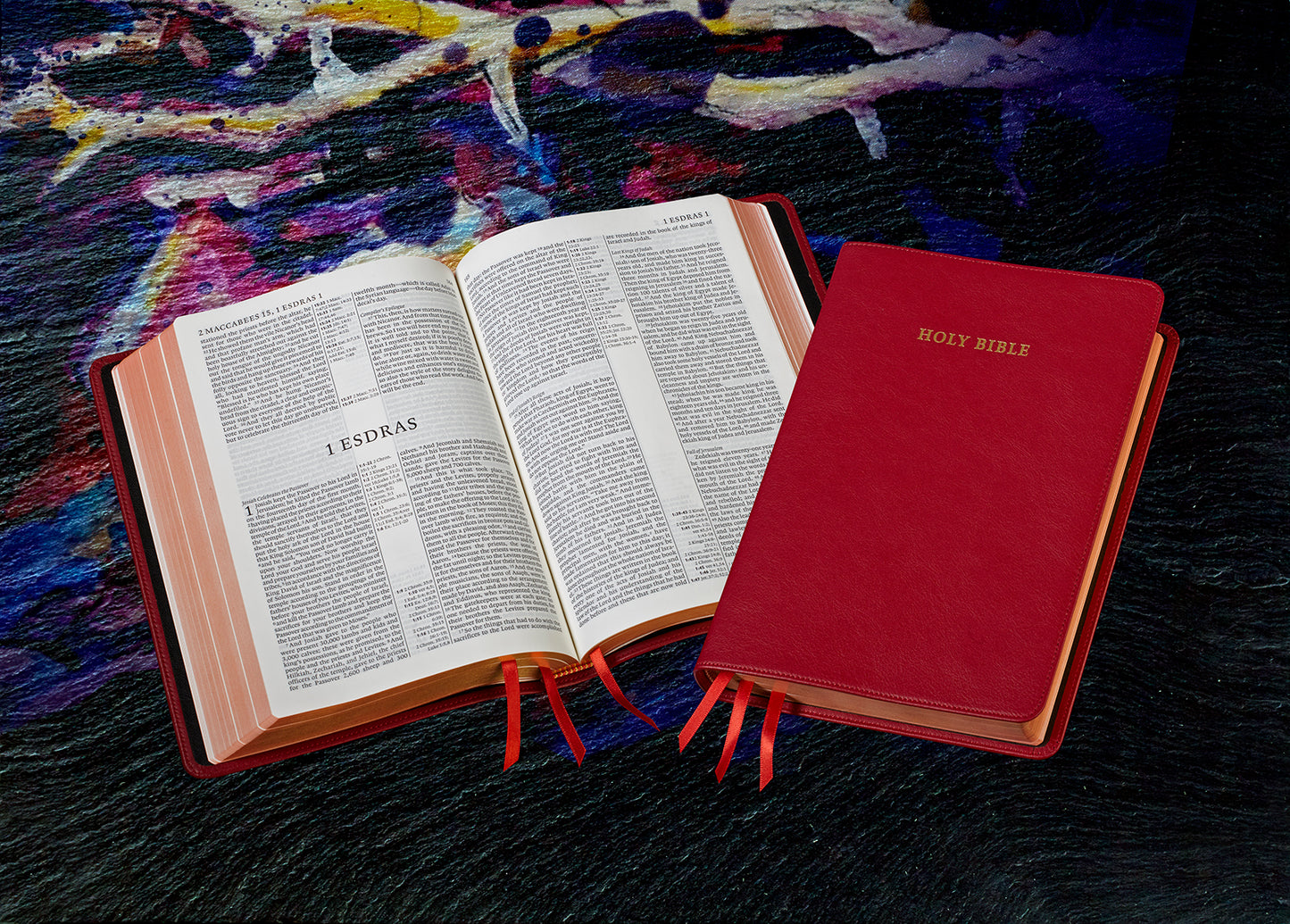 Bible ESV Diadem Reference Edition with Apocrypha Red Calfskin leather, Red-letter Text, ES545:XRAL