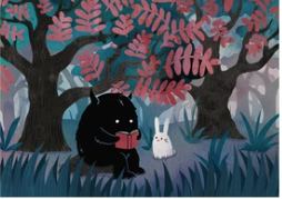 Monster Reading to Rabbit Sticker - Agricola Street Books