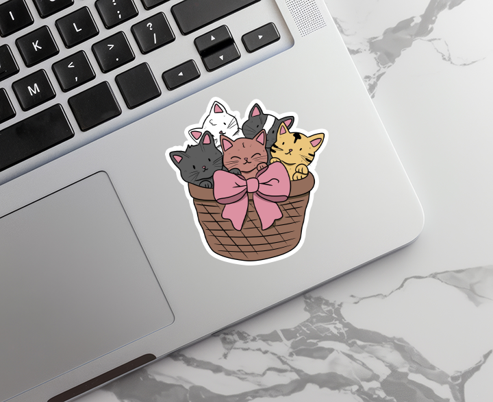 Rebel and Siren Stickers - Cat Basket | Animal | Pet | Waterproof Sticker | 2.5"