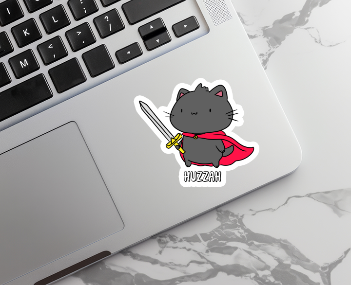 Rebel and Siren Stickers - Huzzah Cat | Fantasy | Waterproof Sticker | 3"