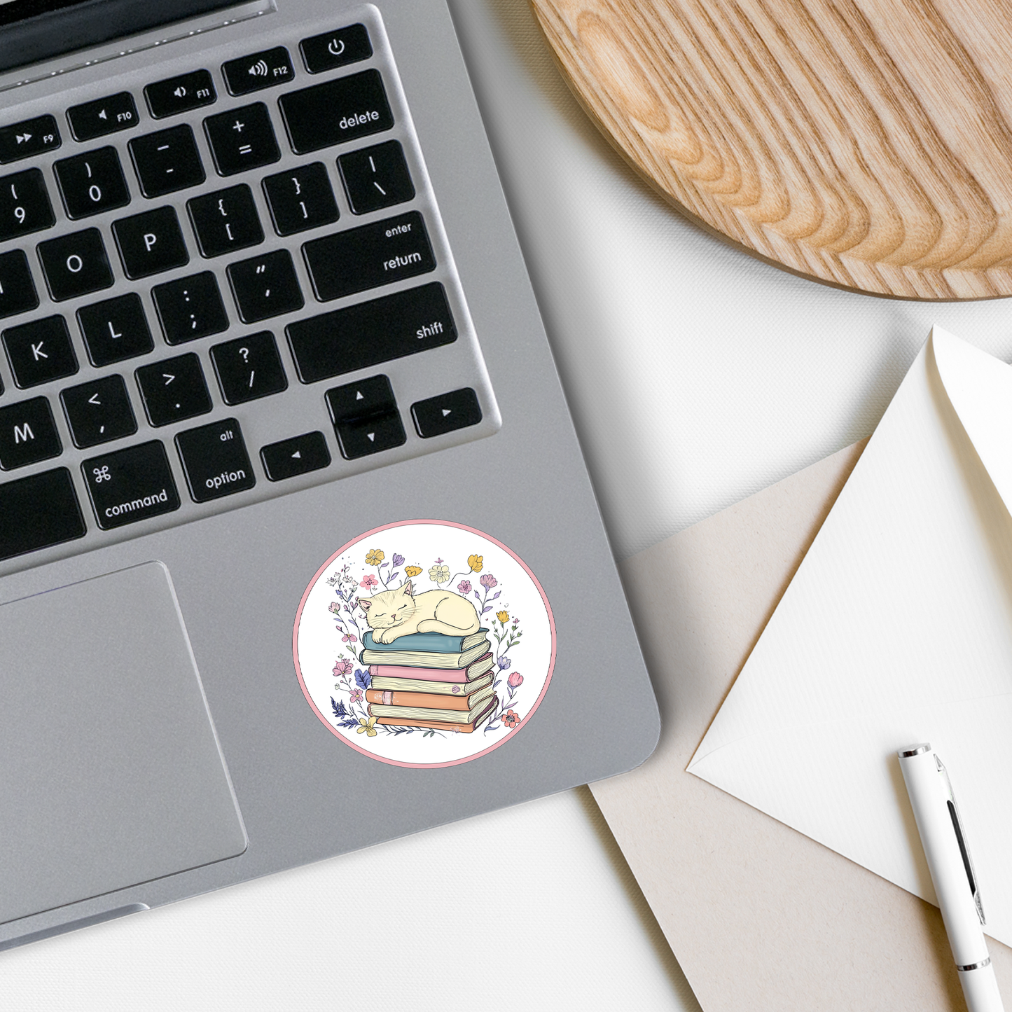 Rebel and Siren Stickers - Cat on Books | Reading | Pet | Waterproof Sticker | 2.5"