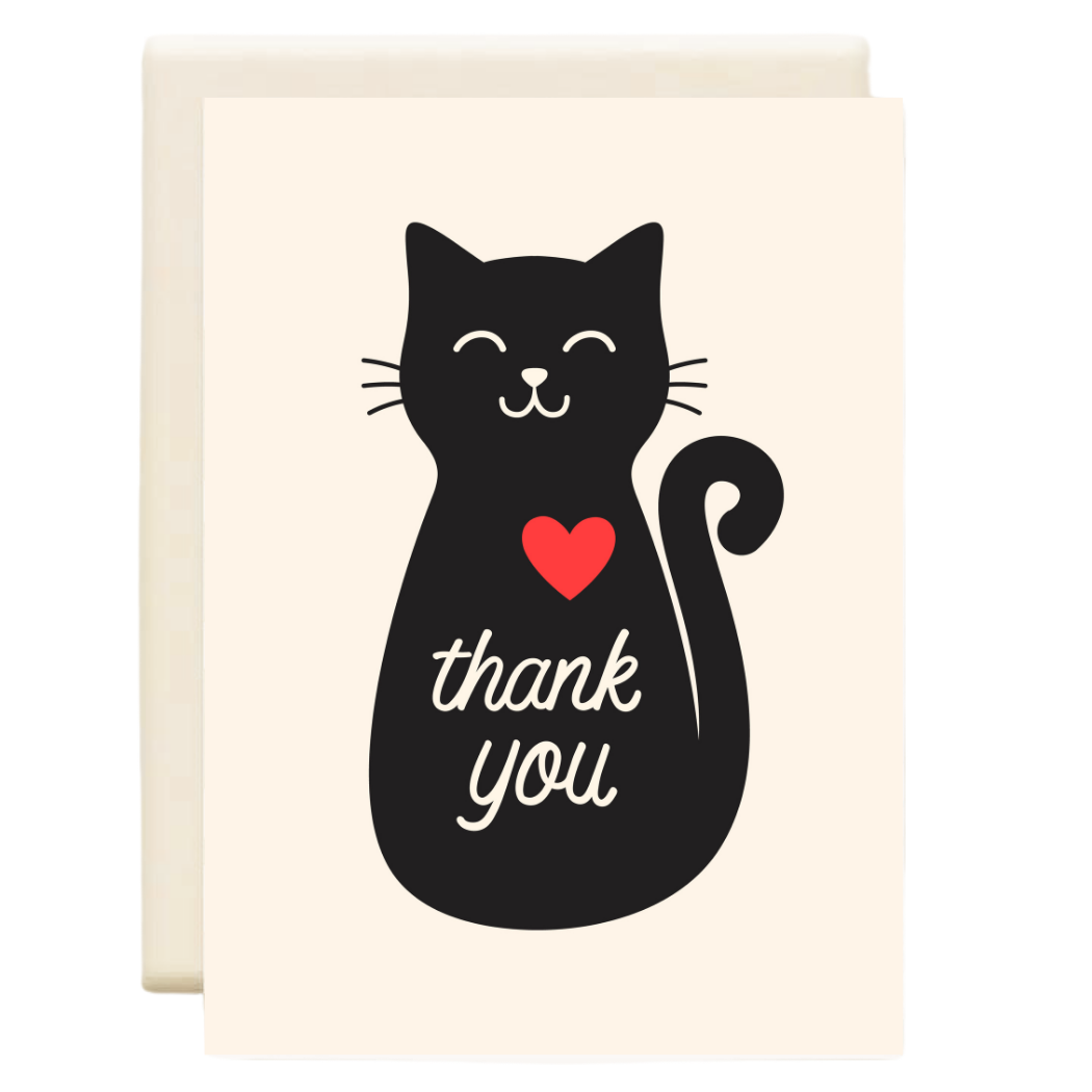 Inkwell Cards - Black Cat Heart Thank You | Thank You Card - Agricola Street Books