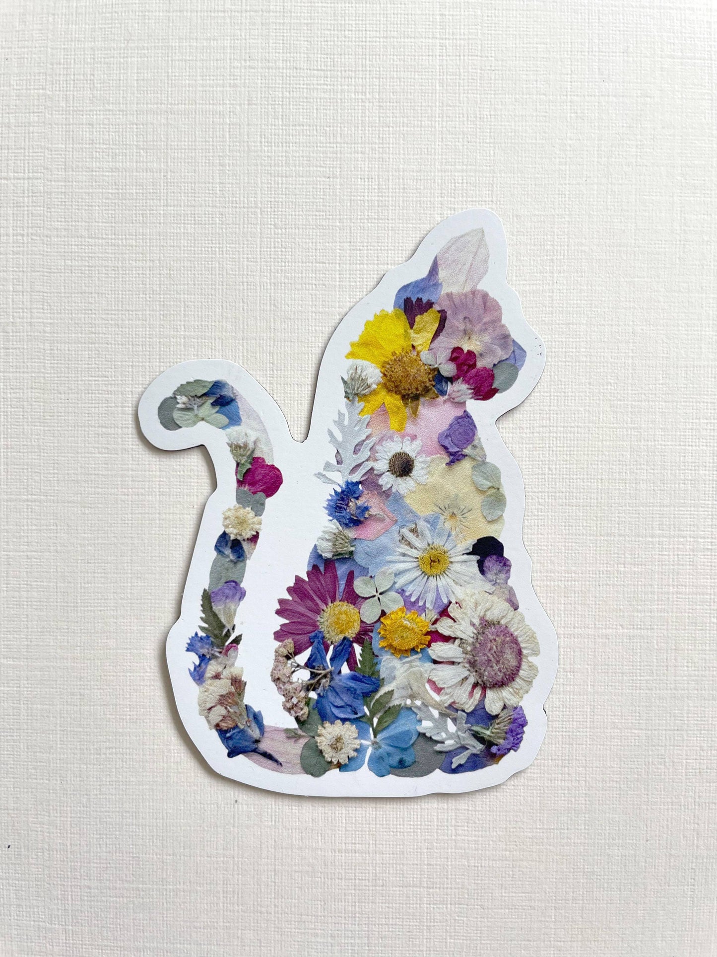 Seek & Bloom Creative Co. - Cat, Pressed Flower 3" Magnet - Agricola Street Books