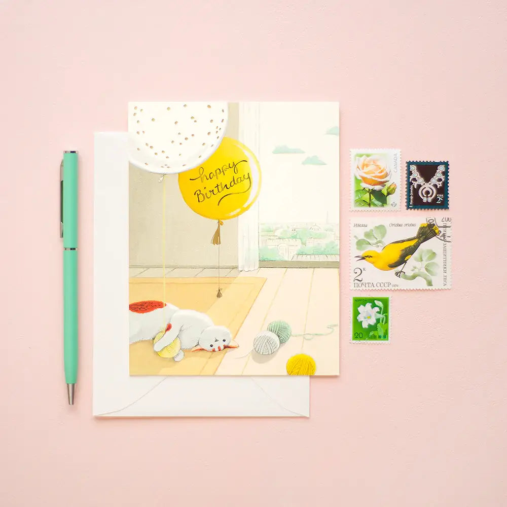 JooJoo Paper - Cat and Yarns Birthday Greeting Card - Agricola Street Books