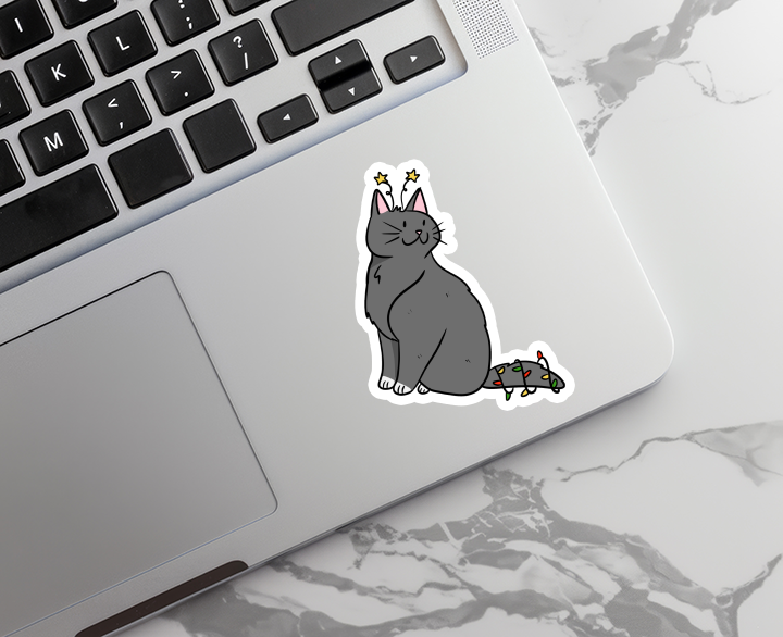 Rebel and Siren Stickers - Christmas Holiday Cat | Pet | Waterproof Sticker | 3"