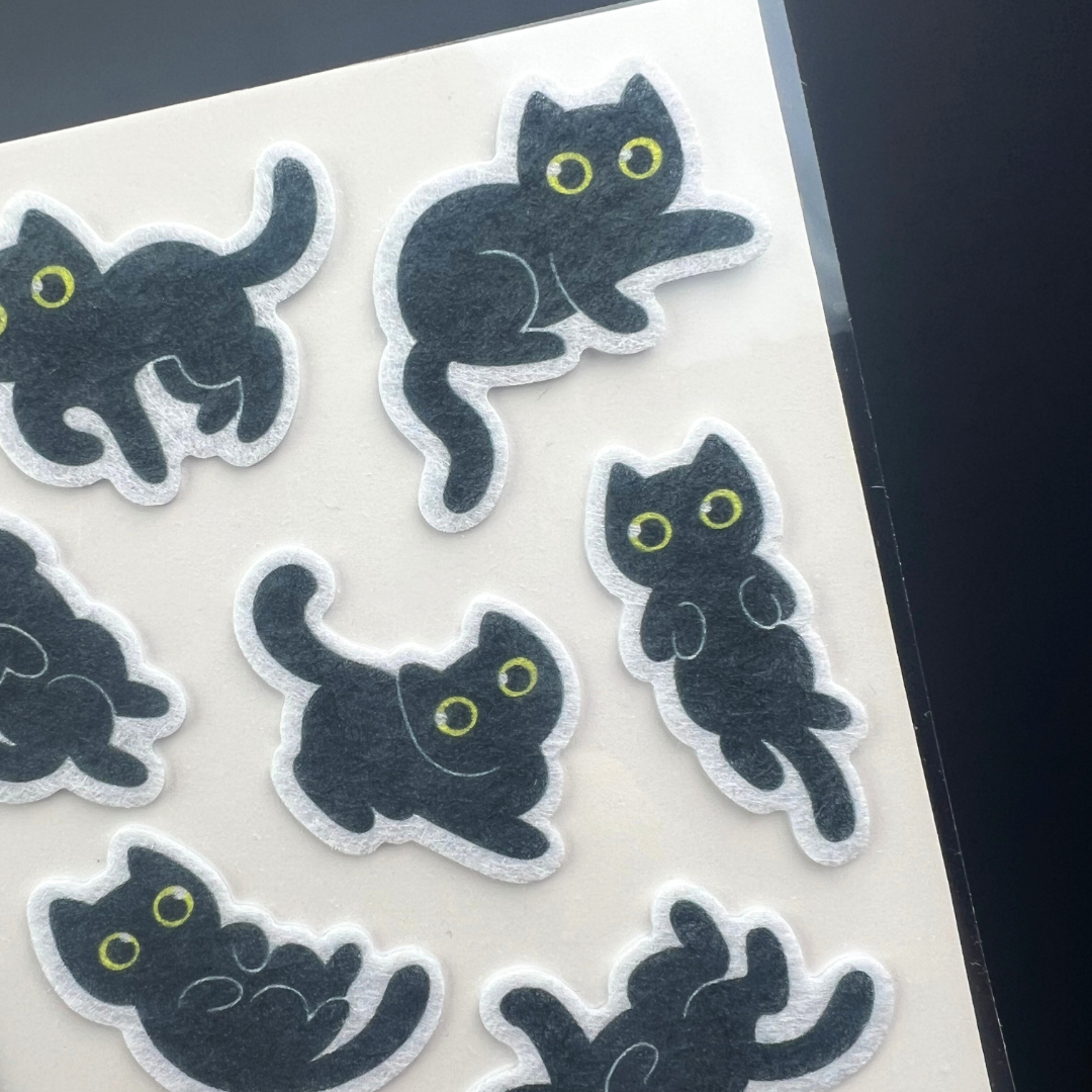 Four Bears Sticker Club - Fuzzy Black Cats