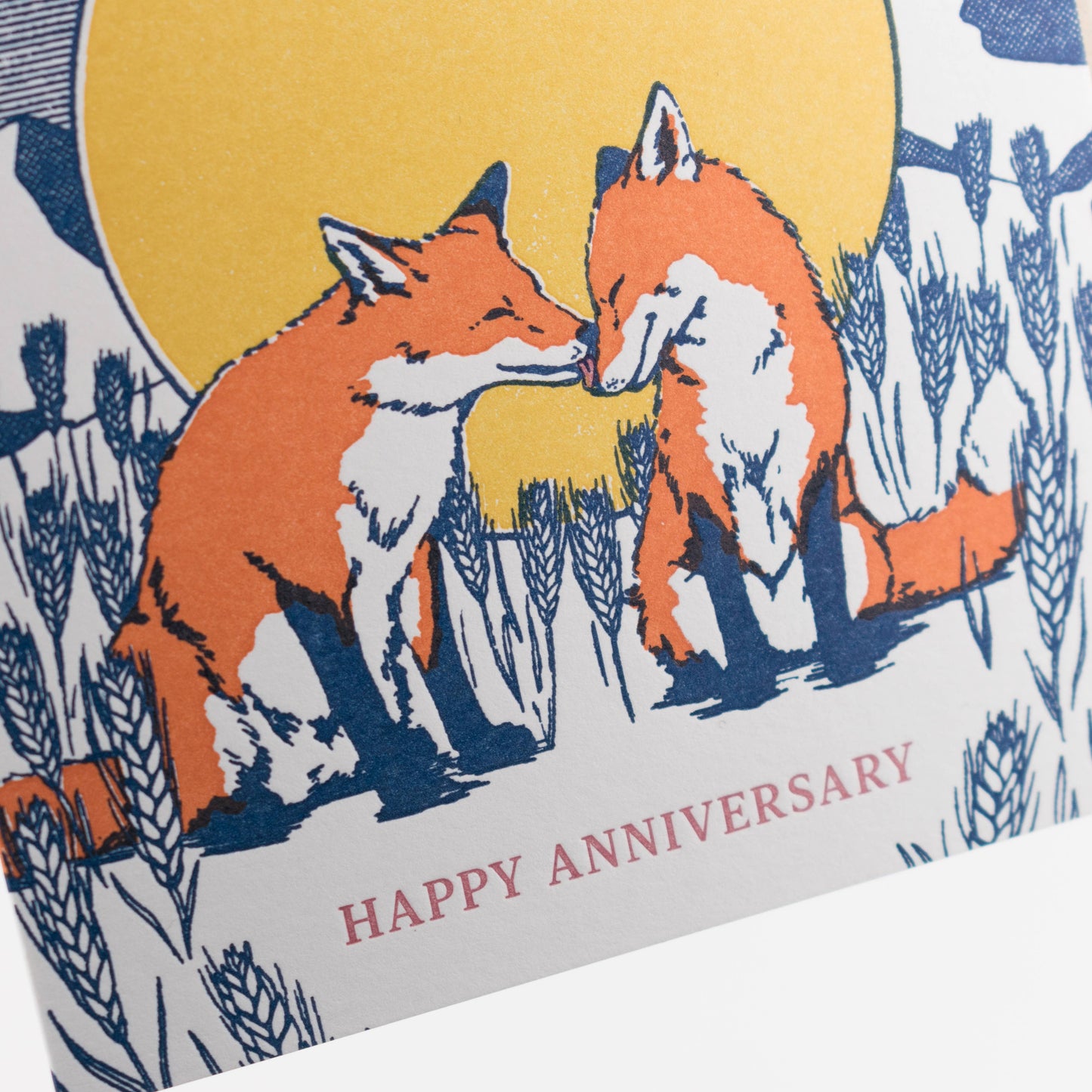 Porchlight Press Letterpress - Anniversary Foxes in Love Card - Agricola Street Books