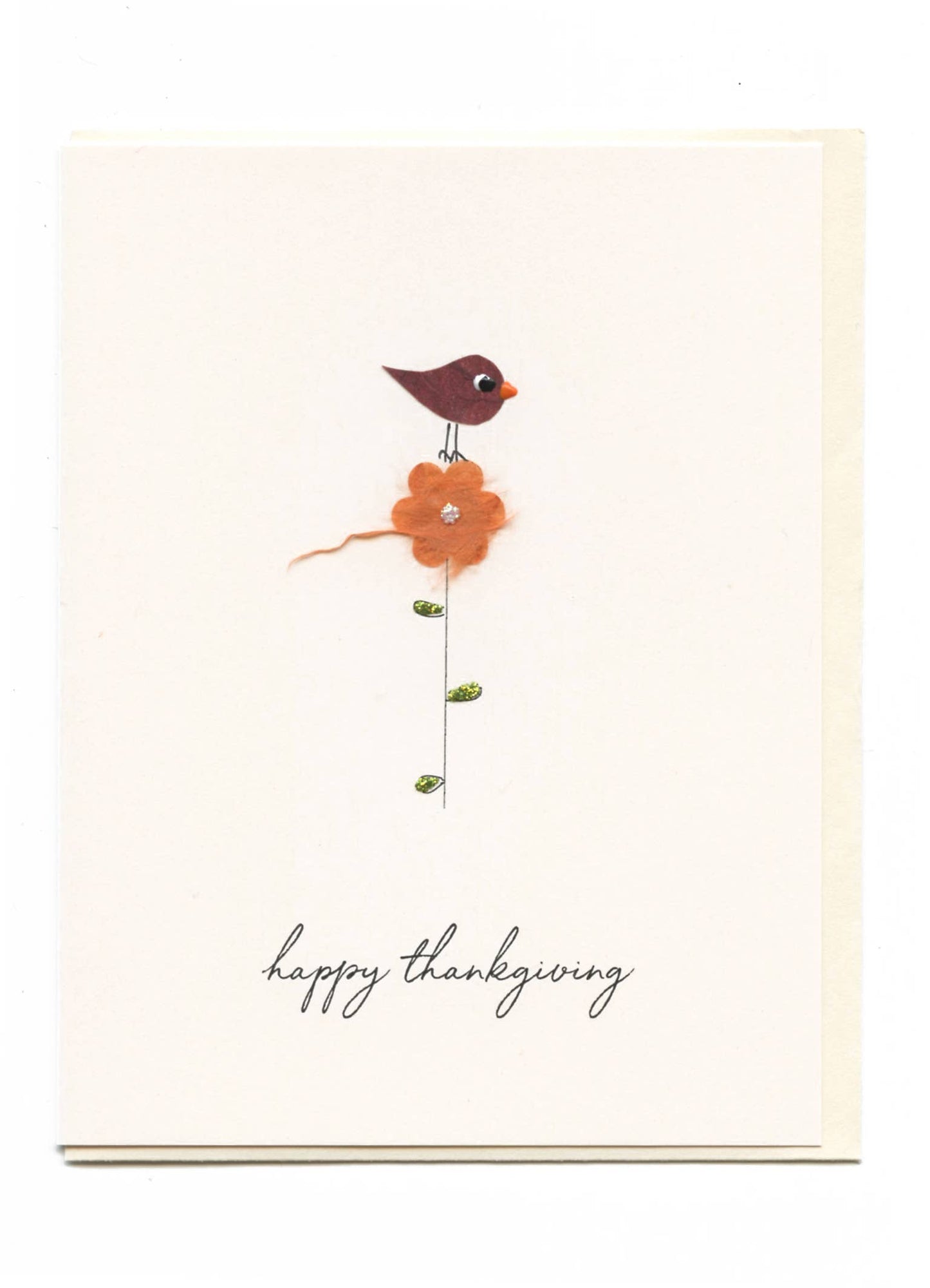 FLAUNT HANDMADE CORRESPONDENCES - "Happy Thanksgiving" Bird on Flower - Agricola Street Books