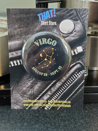 That Shirt Store & More - Virgo Button Astrology Constellation Horoscope Birth Date - Agricola Street Books