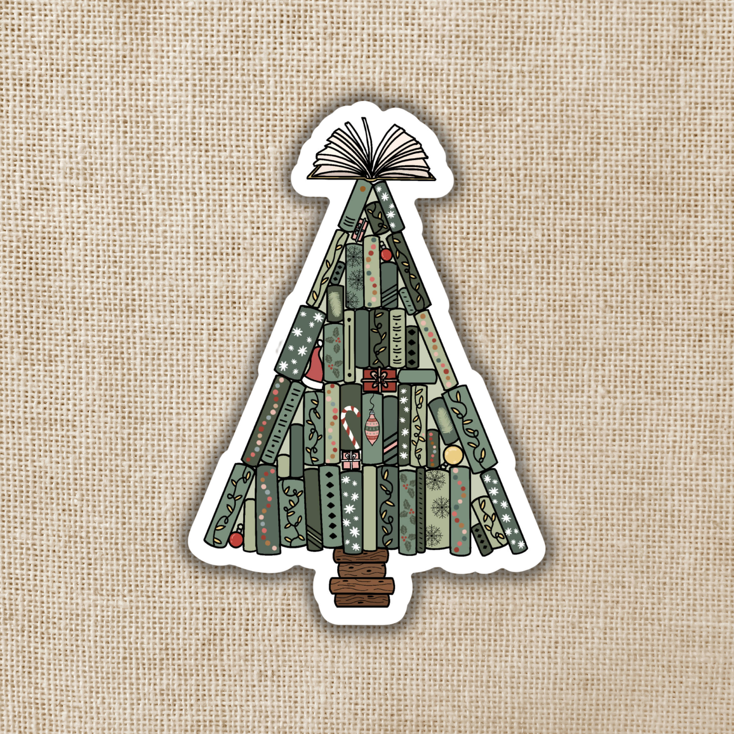 Wildly Enough - Book Christmas Tree Sticker, 3-inch - Agricola Street Books