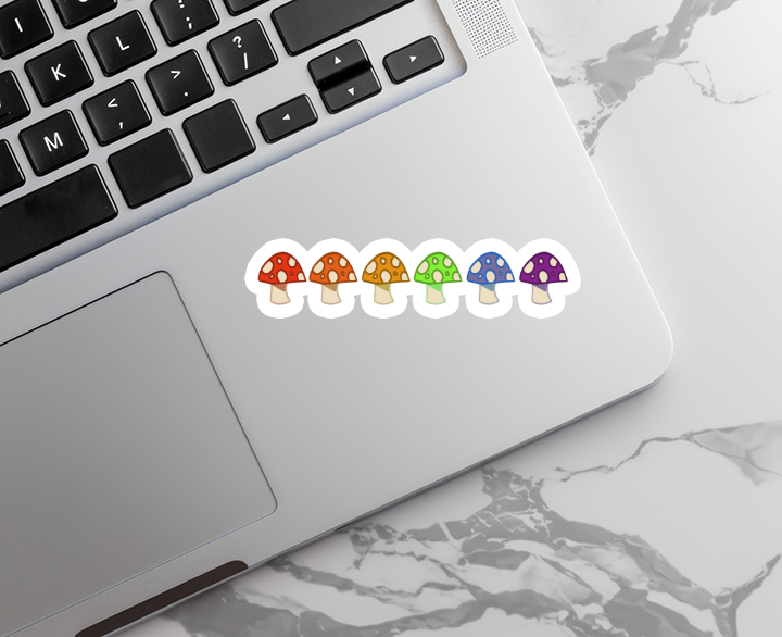Rebel and Siren Stickers - Rainbow Mushrooms | LGBTQ | Waterproof Sticker | 3.5"