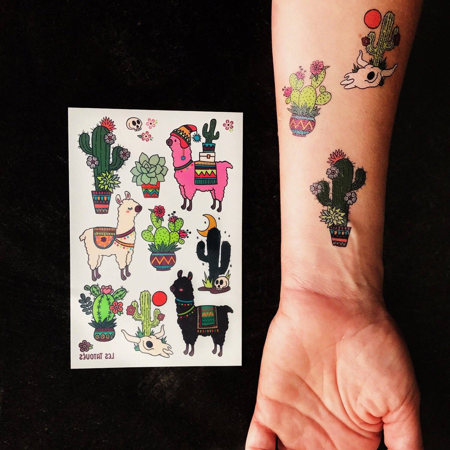 Les Tatoués - Alpacas and Cacti - Temporary Tattoos