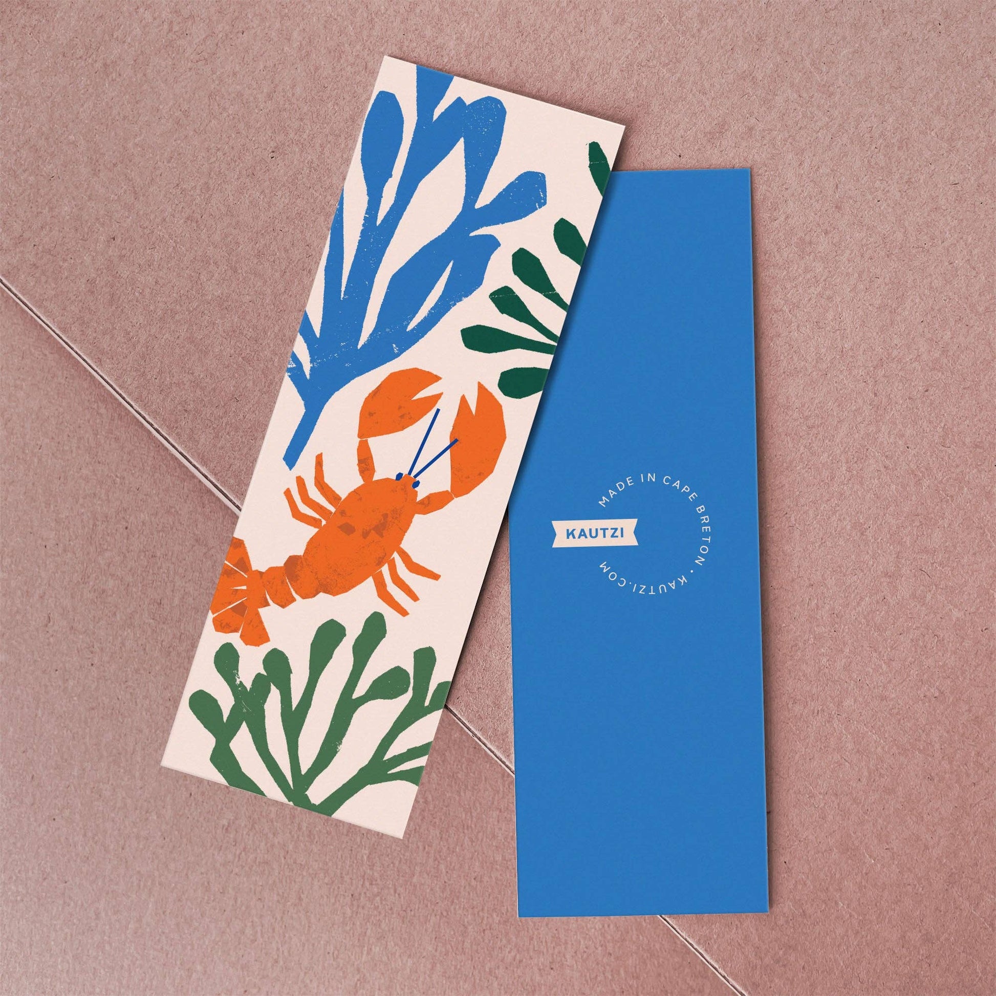 Kautzi Illustrations - Bookmark Lobster & Seaweed - Agricola Street Books