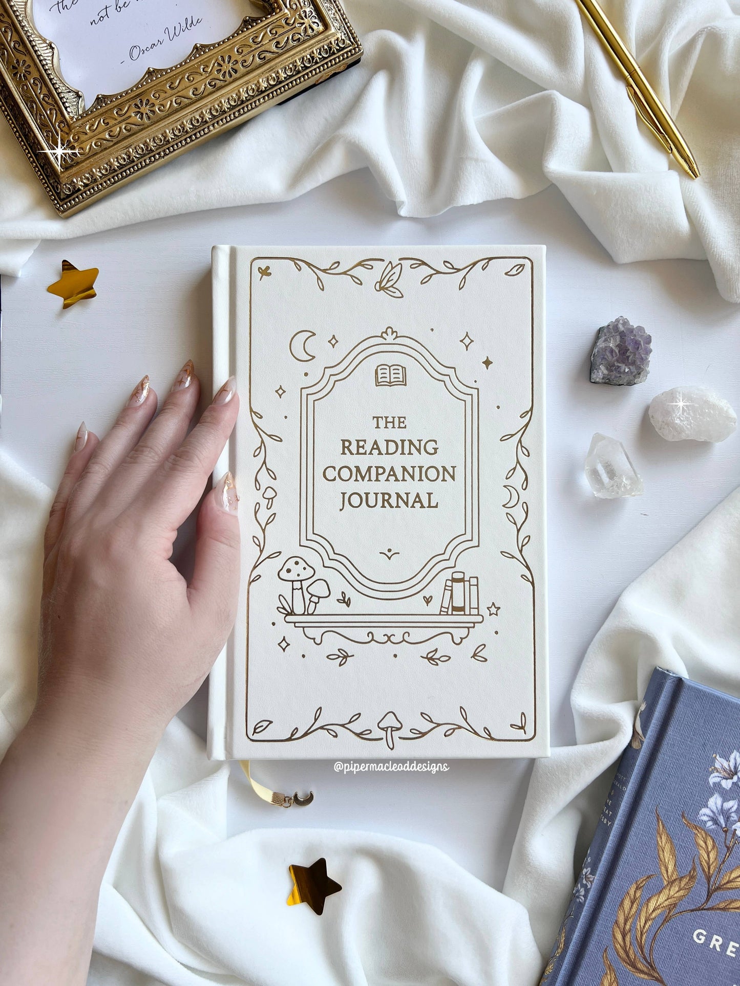 Piper MacLeod Designs - Reading Companion Journal | Vegan Leather & Gold Foil: No thanks! / Storm Drift Blue