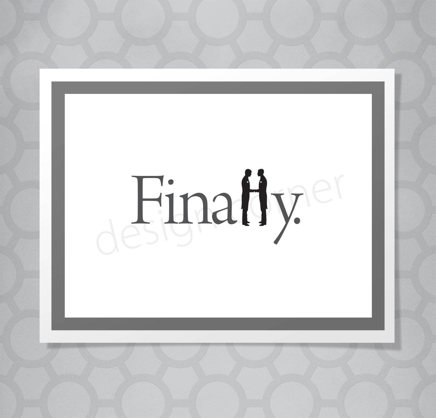 Design Corner - Finally Same Sex Grooms, Wedding or Engagement Card - Agricola Street Books