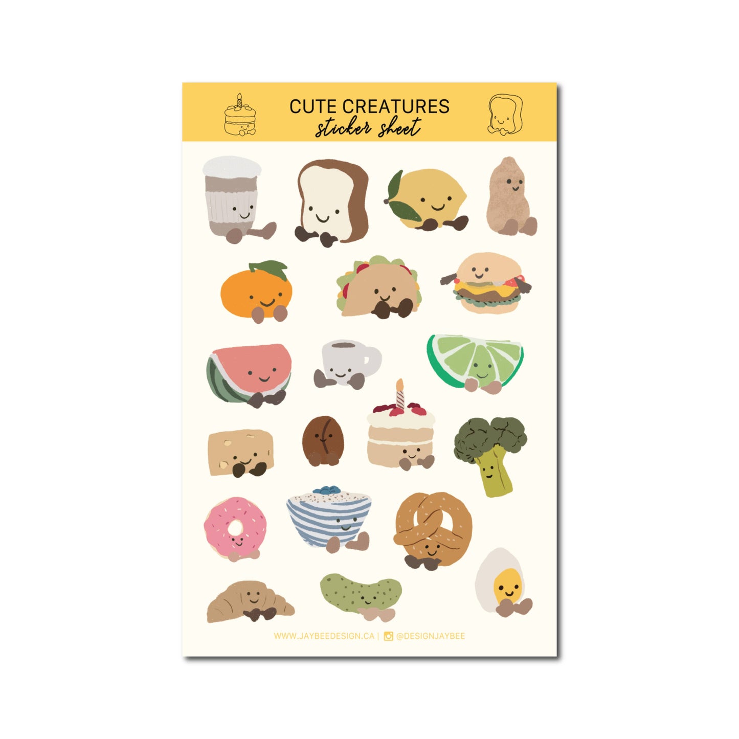 Jaybee Design - Cute Creatures Sticker Sheet - Agricola Street Books