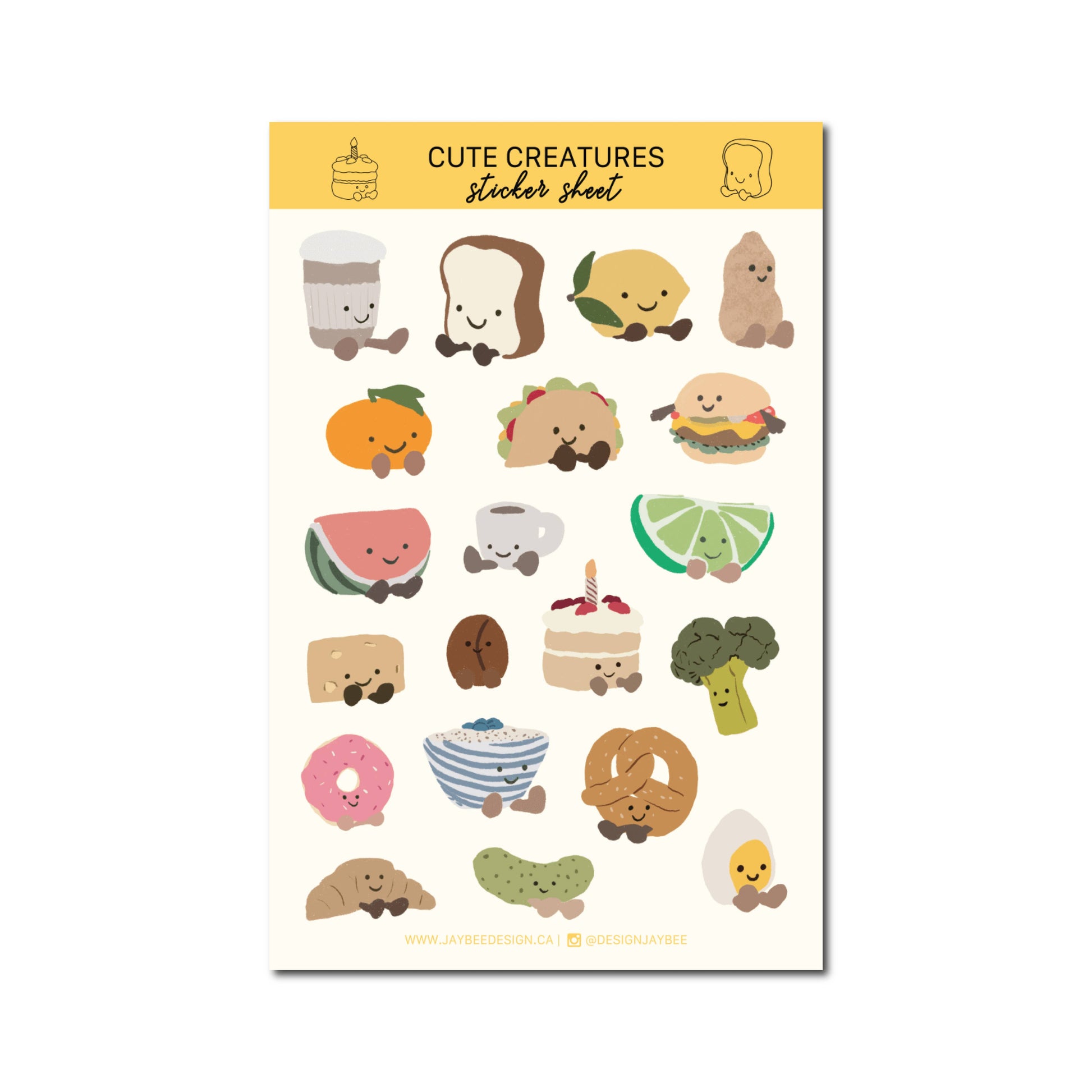 Jaybee Design - Cute Creatures Sticker Sheet - Agricola Street Books