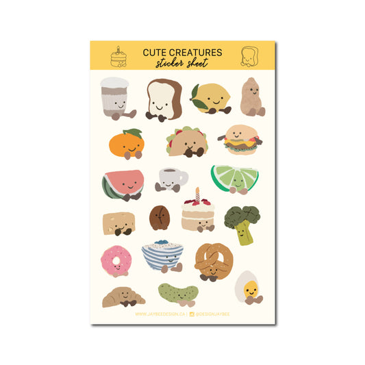 Jaybee Design - Cute Creatures Sticker Sheet - Agricola Street Books