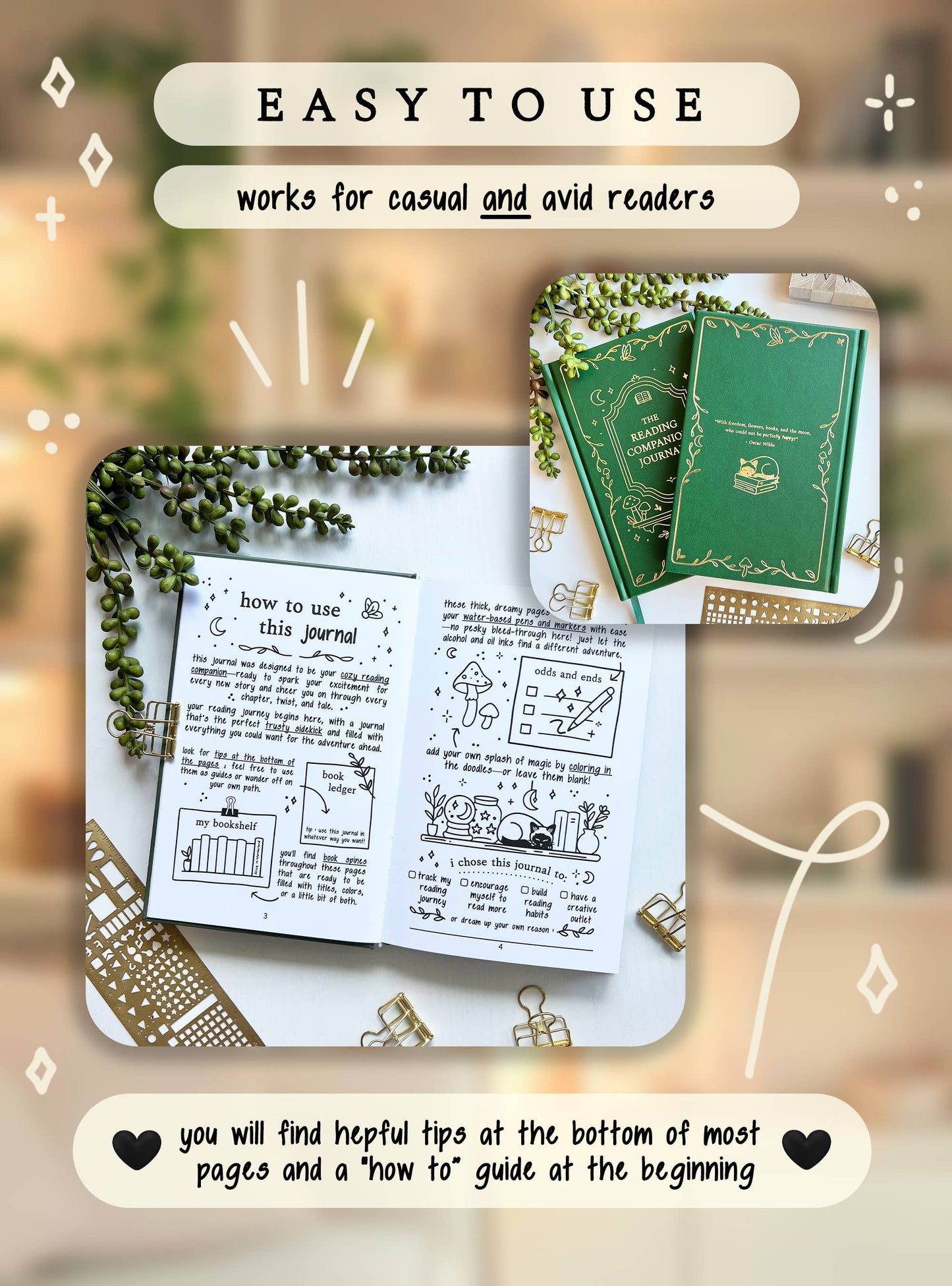 Piper MacLeod Designs - Reading Companion Journal | Vegan Leather & Gold Foil: No thanks! / Moon Veil Ivory