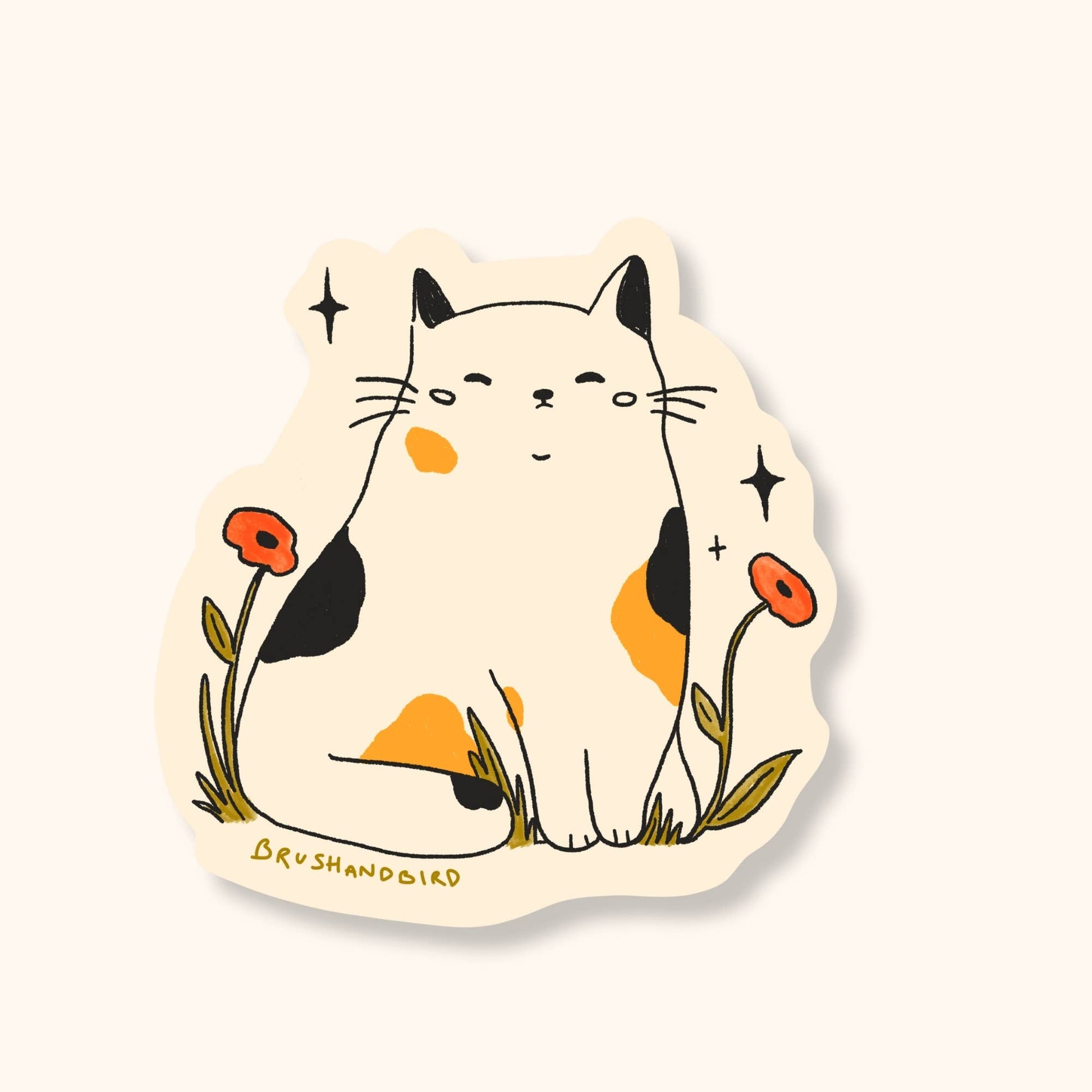 Brush & Bird - Grumpy Cat Sticker | Cute Animal, Laptop Vinyl Sticker - Agricola Street Books
