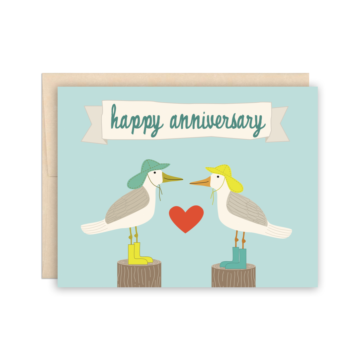 The Beautiful Project - Funny Cute Sea Gull Anniversary Love GreetingCard - Agricola Street Books