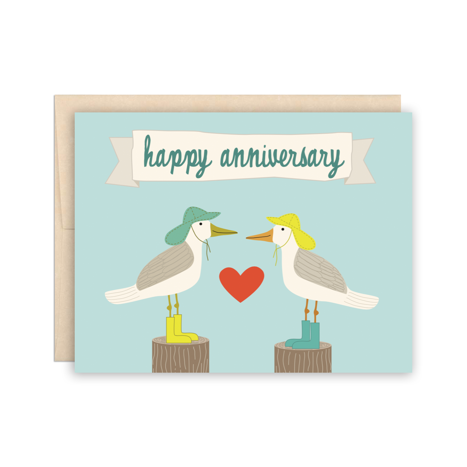 The Beautiful Project - Funny Cute Sea Gull Anniversary Love GreetingCard - Agricola Street Books
