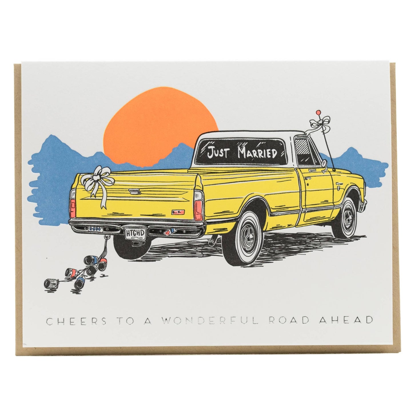 Porchlight Press Letterpress - Wedding Truck Sunset Card - Agricola Street Books