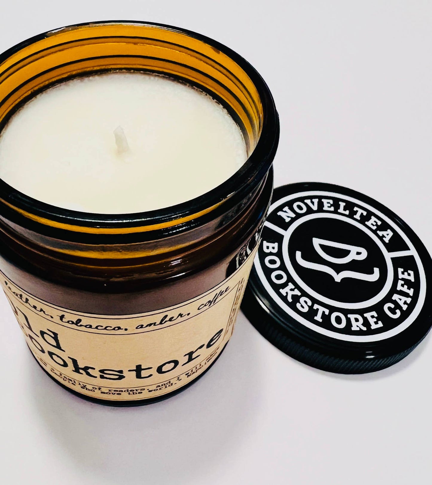 NovelTea Bookstore & Gifts - Old Bookstore - Leather & Coffee Scented Candle