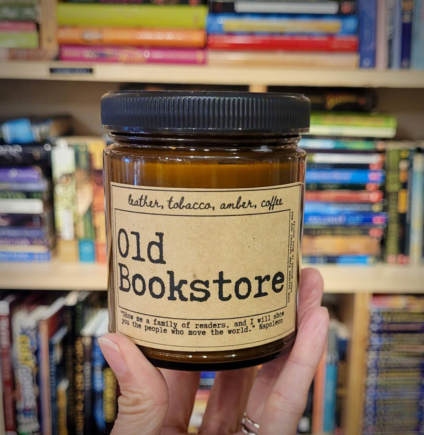 NovelTea Bookstore & Gifts - Old Bookstore - Leather & Coffee Scented Candle