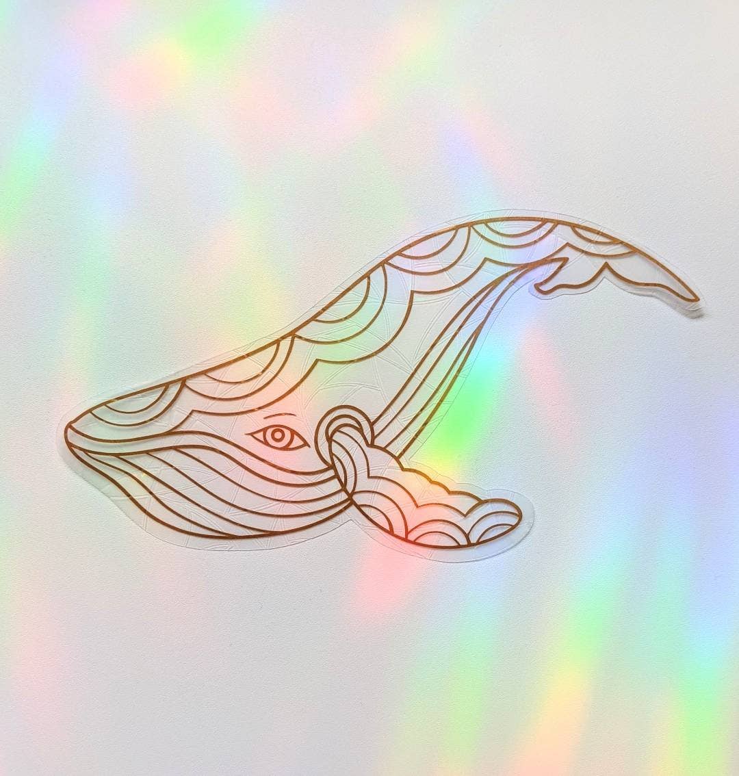 Prismatic Kitty - Whale Suncatcher Sticker | Window Cling | Coastal Decor