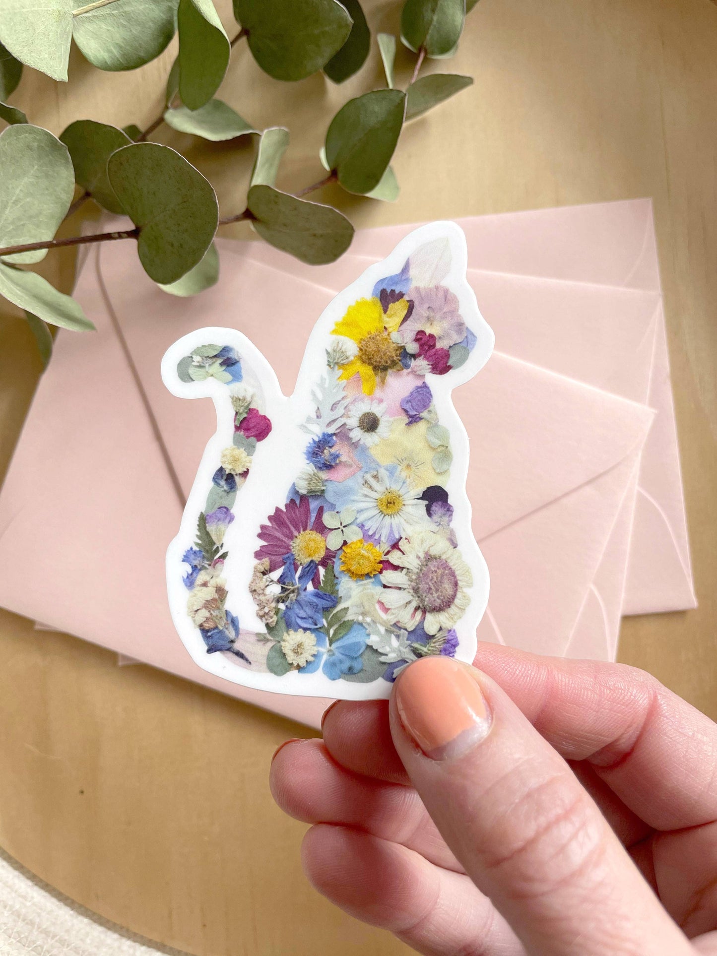 Seek & Bloom Creative Co. - Cat Pressed Flowers 3" Vinyl Sticker