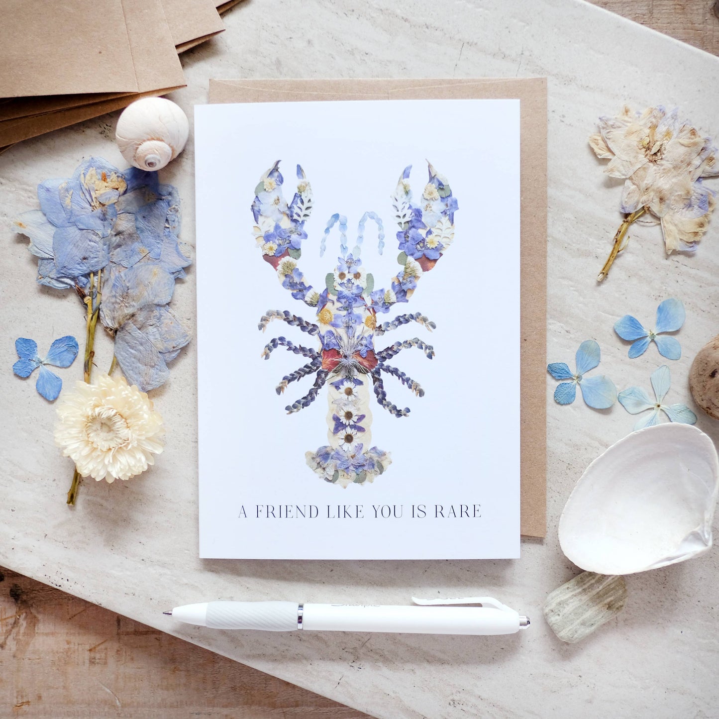 Seek & Bloom Creative Co. - Lobster Blue, A Friend Like You is Rare, Large Greeting Card - Agricola Street Books