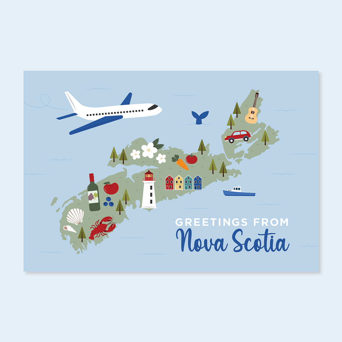 Paper Hearts™ - Nova Scotia Map - Tourism Postcard