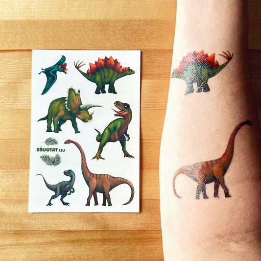 Les Tatoués - Dinosaur Themed Temporary Tattoos - Agricola Street Books
