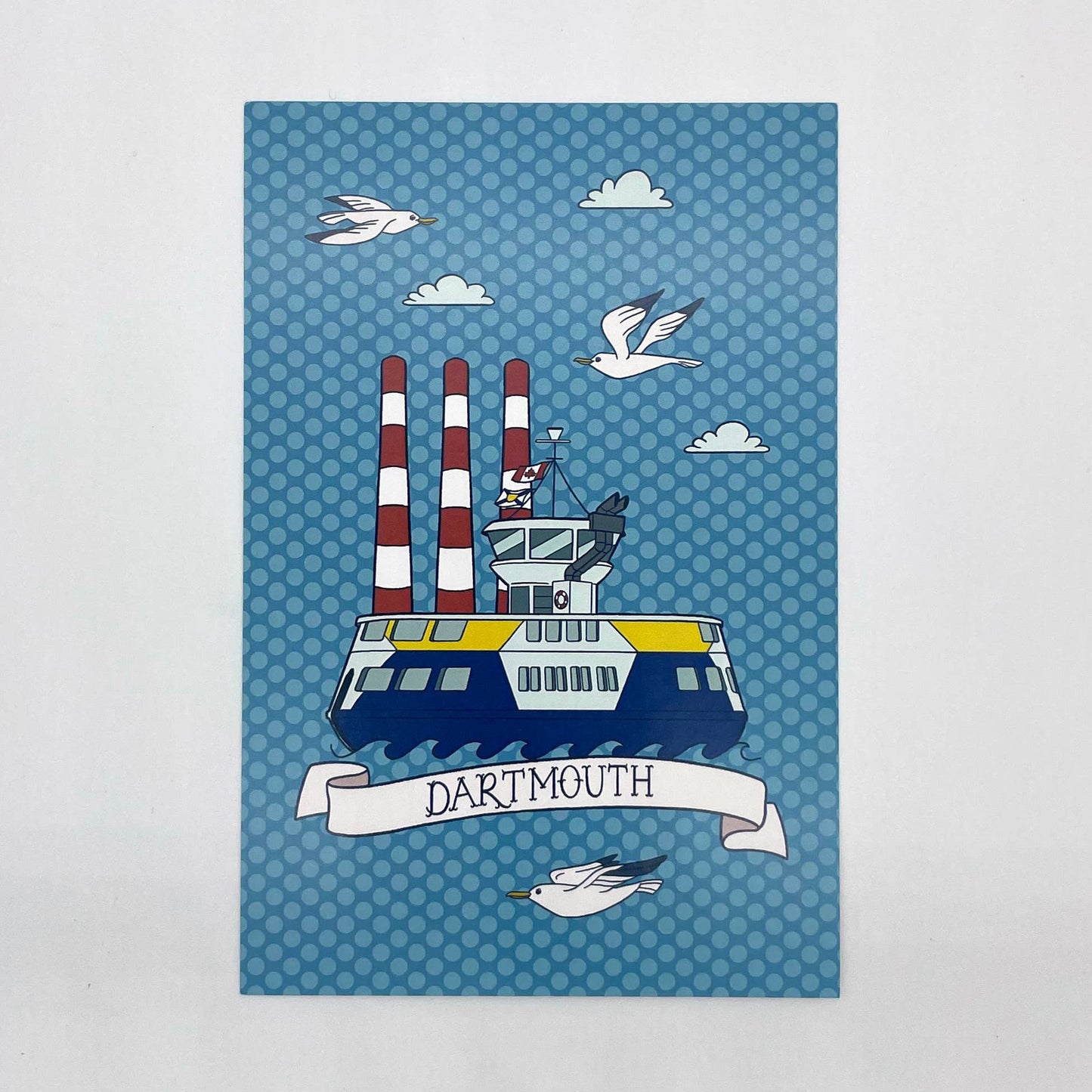 Carabara Designs - Dartmouth Ferry & Stacks Postcard - Agricola Street Books