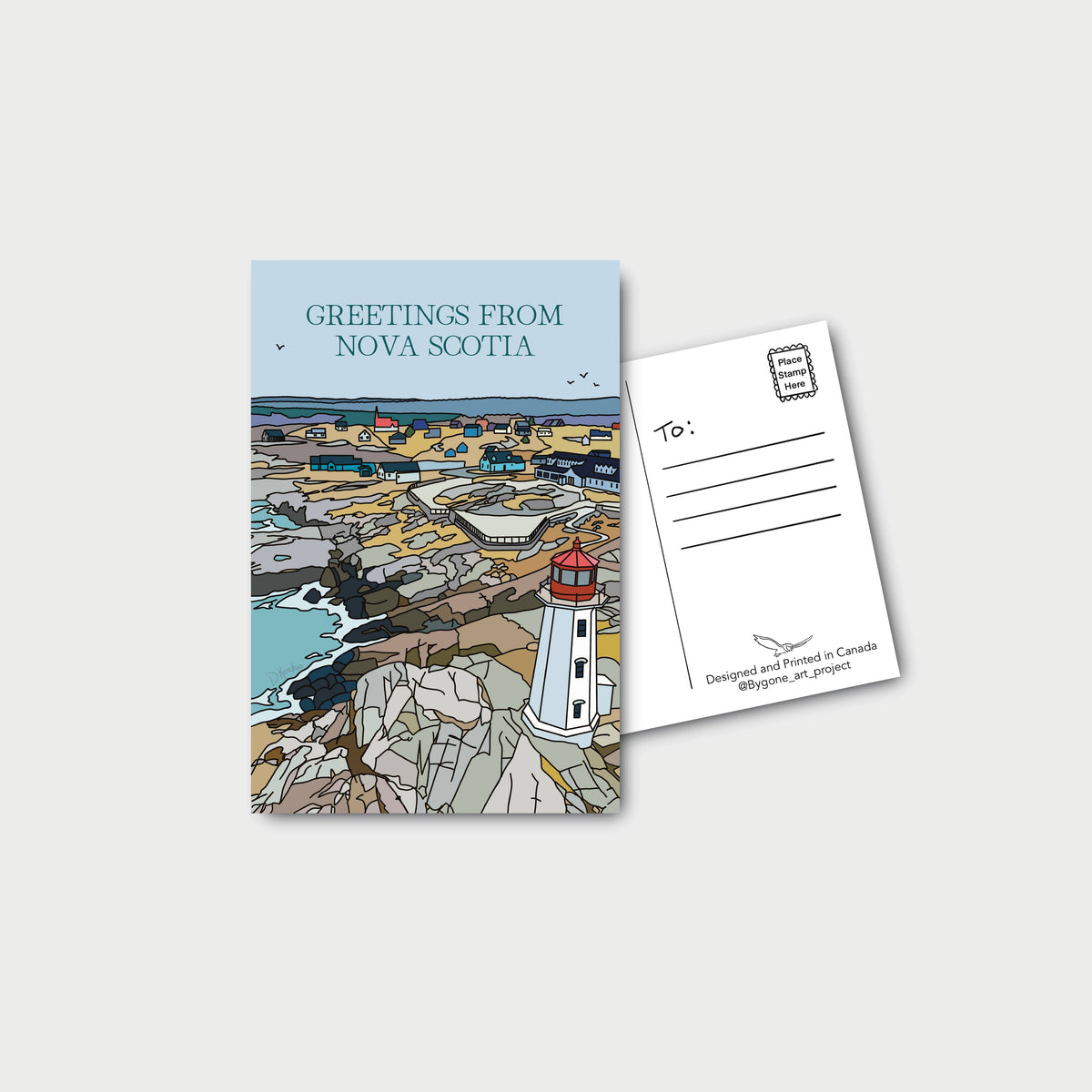 Bygone Art Project - Greetings From Nova Scotia Postcard | Peggy's Cove, Canada