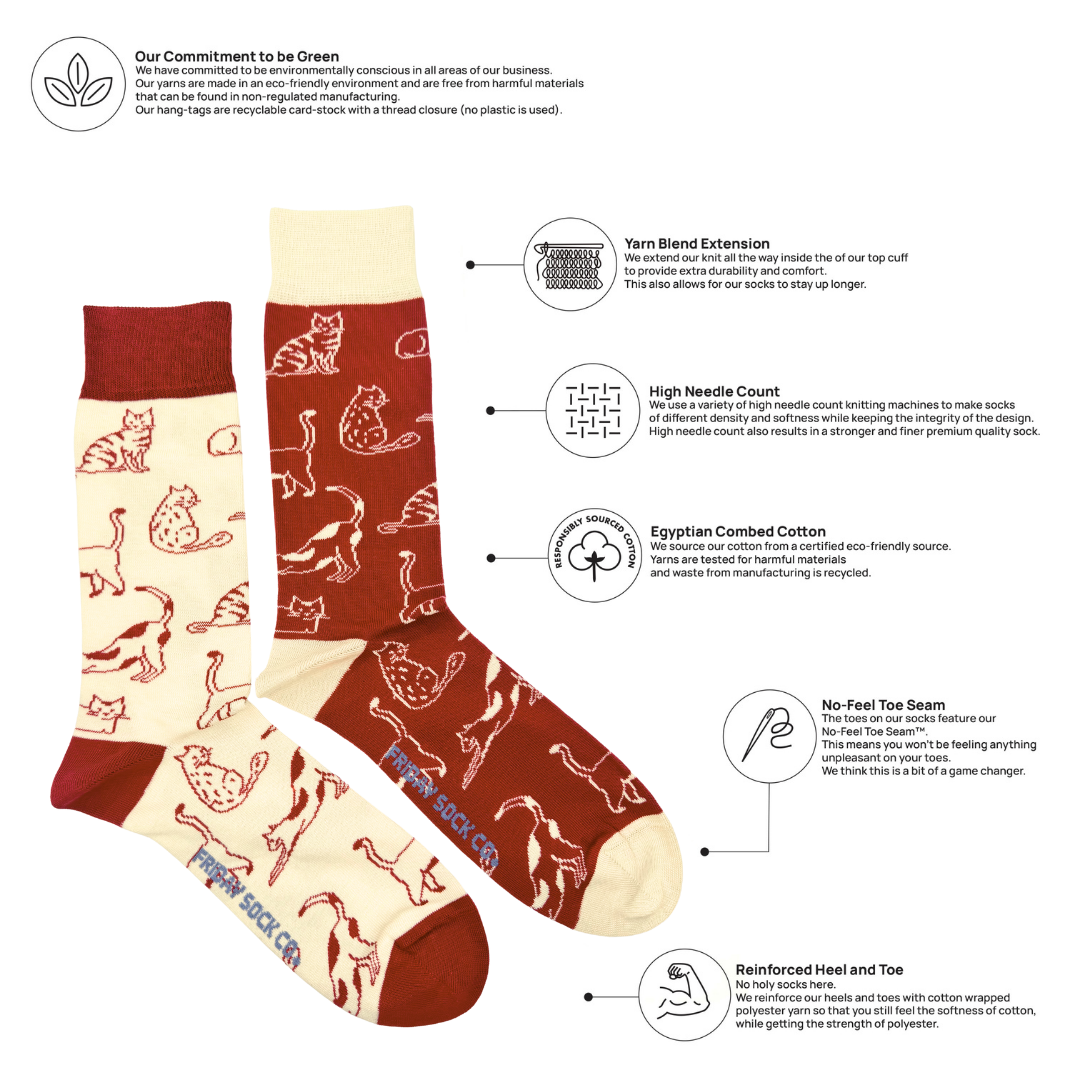 Friday Sock Co. - Women’s Cats This Did Good Mismatched Socks, Socks Give Back