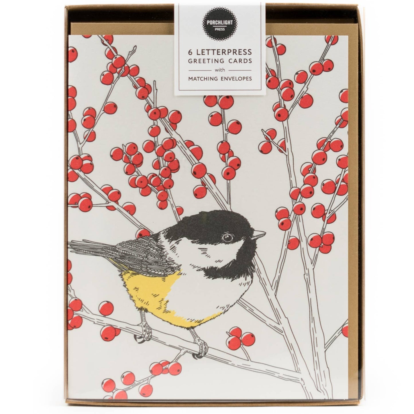 Porchlight Press Letterpress - Black-capped Chickadee Card
