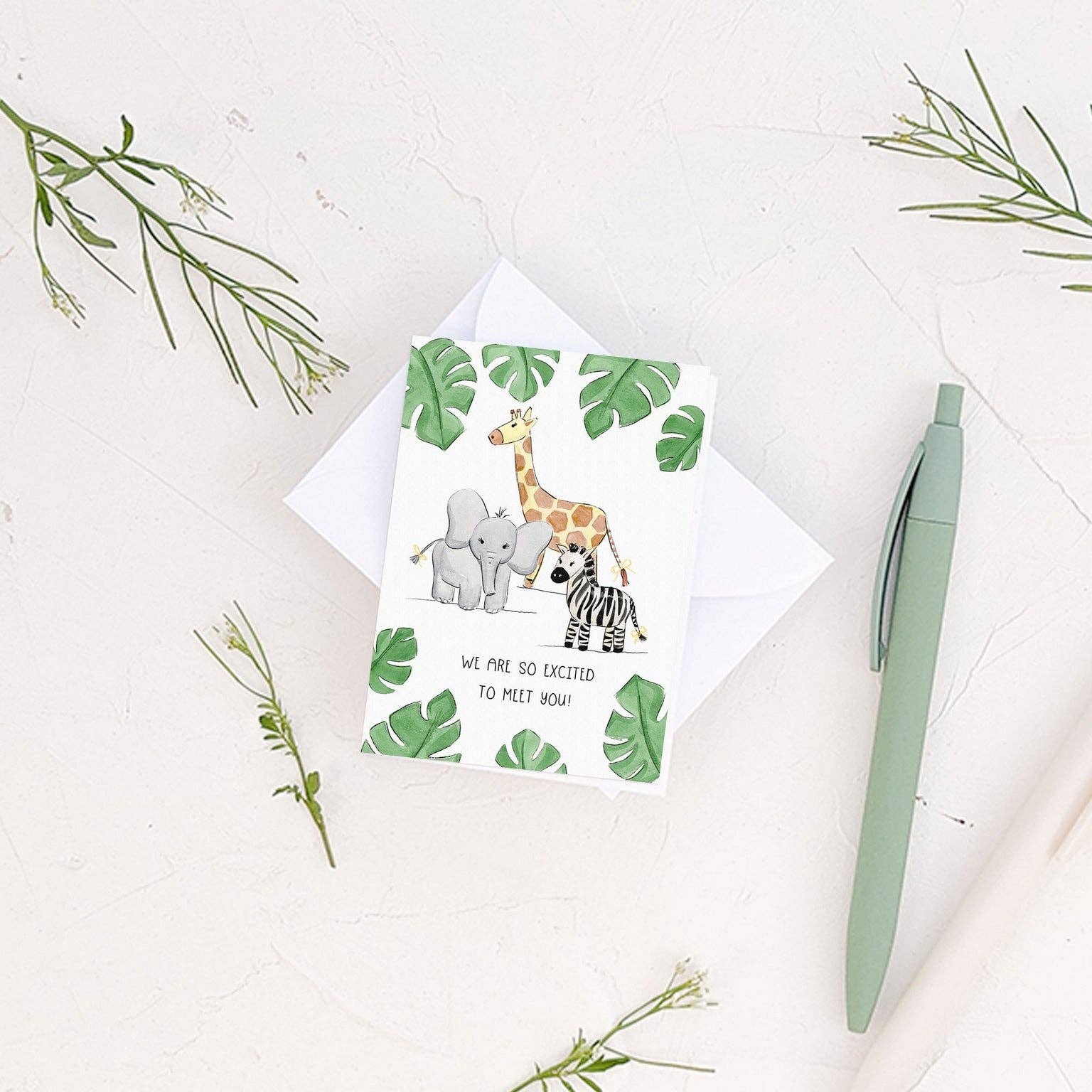 Almeida Illustrations - Mini Card - Excited to meet you! New Baby Greeting Card - Agricola Street Books