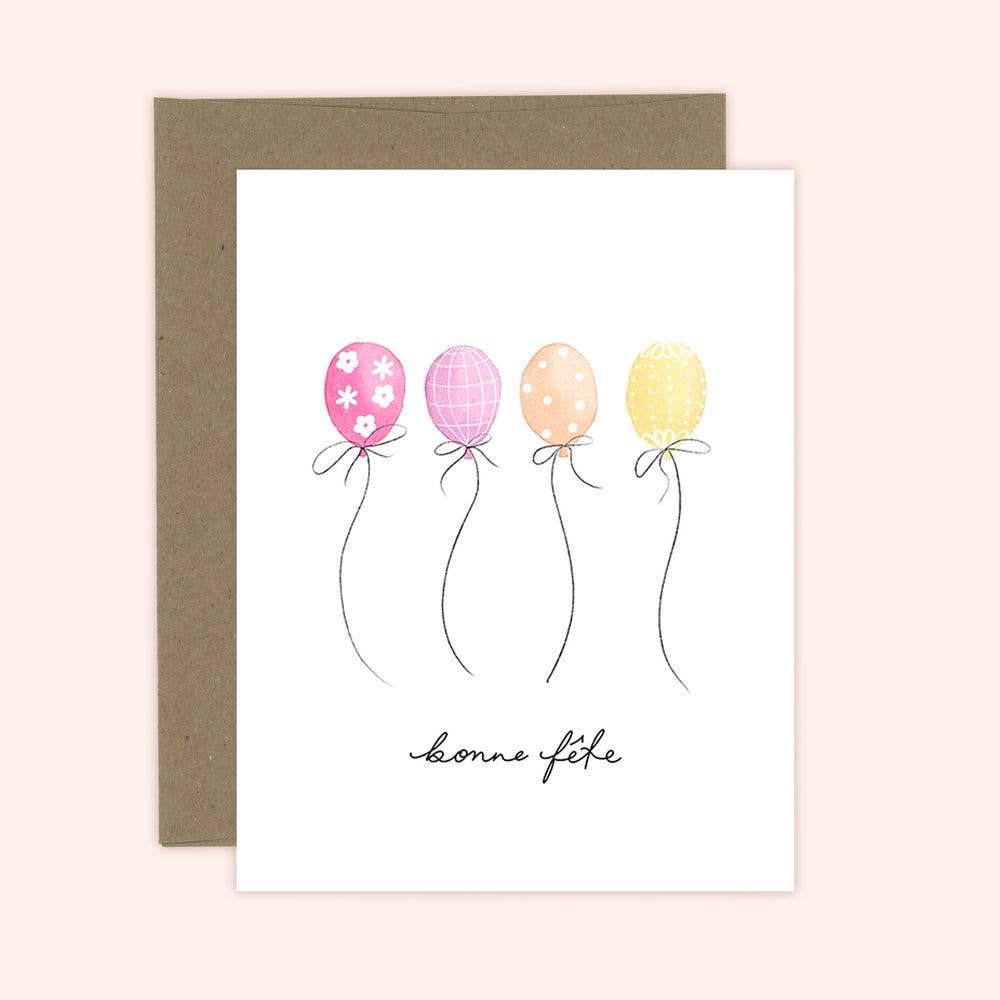 Almeida Illustrations - Bonne Fete Birthday Card | French Balloons Celebration Card